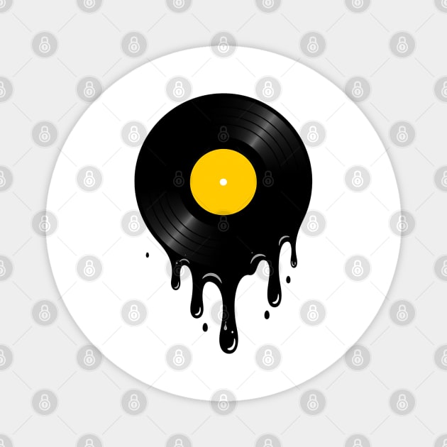 Time Melts Away: Melting Vinyl Record Design Magnet by UrbanLifeApparel